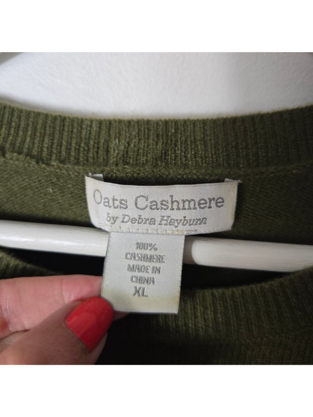 Oats Cashmere Green 100% Cashmere Pullover Sweater Size XL - Picture 5 of 5